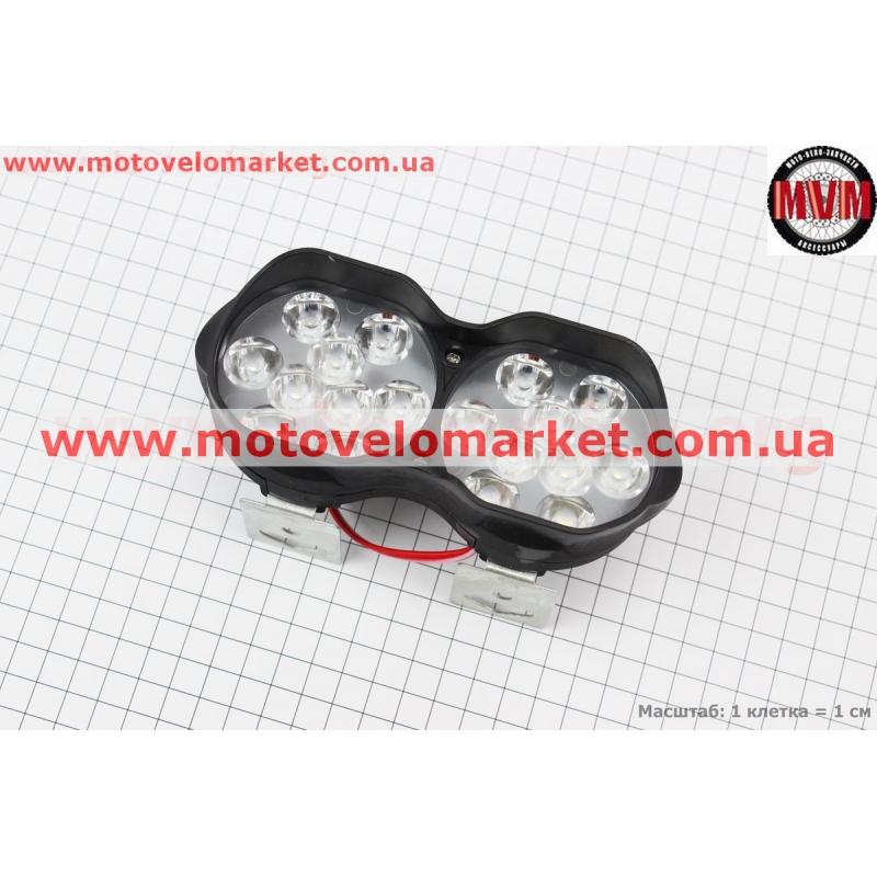 Фара двойная дополнительная светодиодная влагозащитная - 18 LED, с креплением